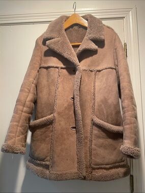 D.T. Bayliss real Sheepskin  Tan Shearling Teddy Jacket
